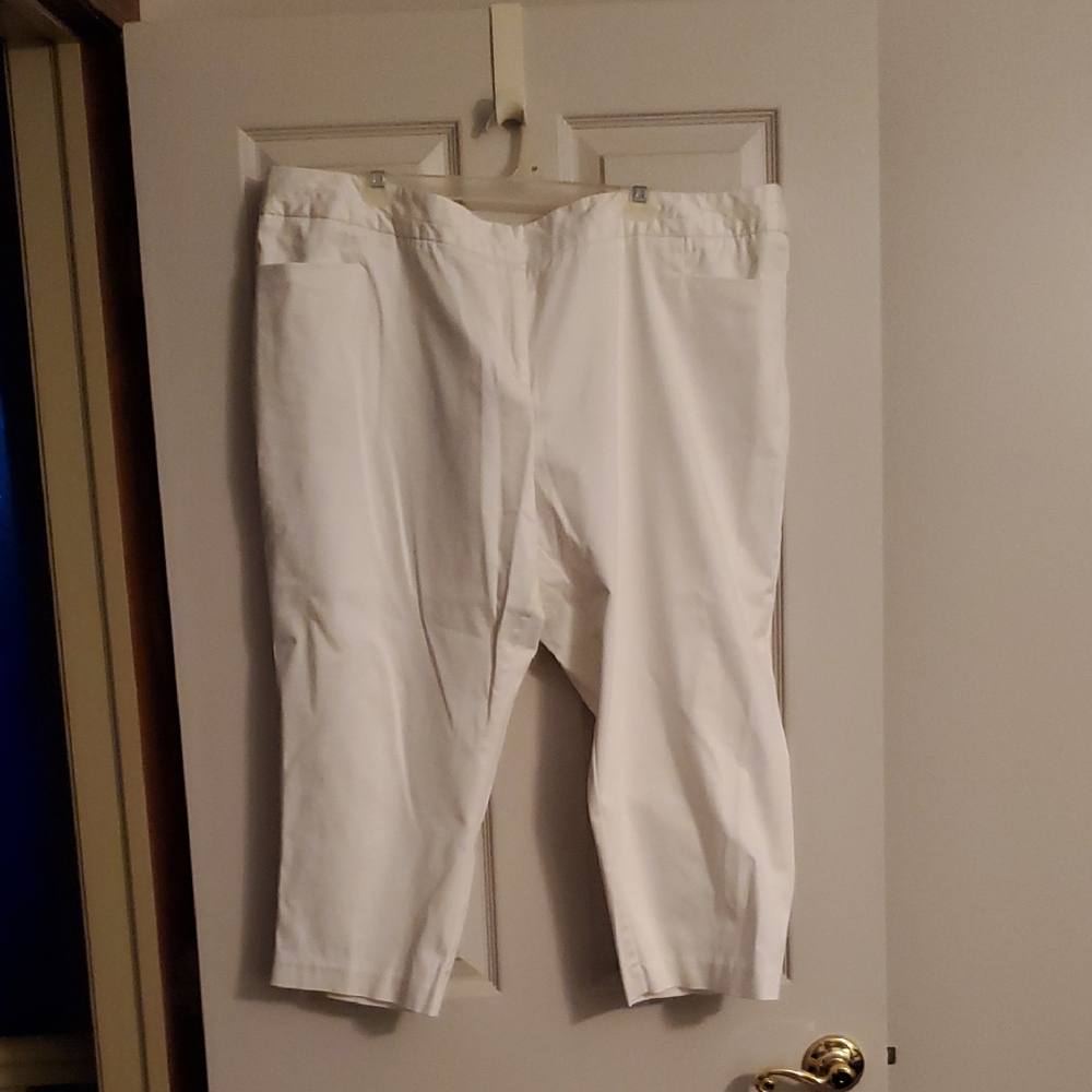 Worthington Womens Plus Size 24W White Cropped Pants